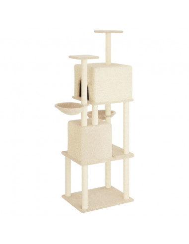 Albero per Gatti con Tiragraffi in Sisal Crema 180 cm