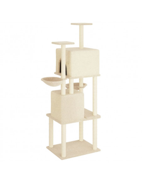 Albero per Gatti con Tiragraffi in Sisal Crema 180 cm