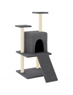 Albero per Gatti con Tiragraffi in Sisal Grigio Scuro 110 cm 2