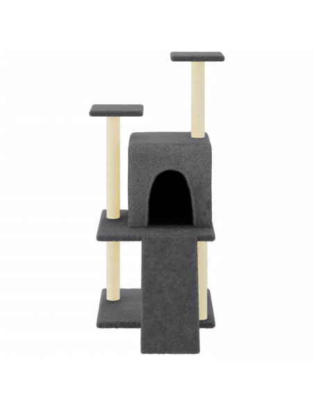 Albero per Gatti con Tiragraffi in Sisal Grigio Scuro 110 cm