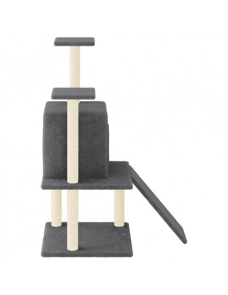 Albero per Gatti con Tiragraffi in Sisal Grigio Scuro 110 cm