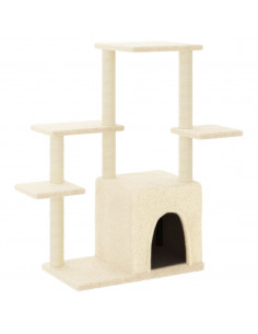Albero per Gatti con Tiragraffi in Sisal Crema 97,5 cm 2