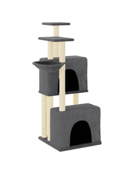 Albero per Gatti con Tiragraffi in Sisal Grigio Scuro 122 cm