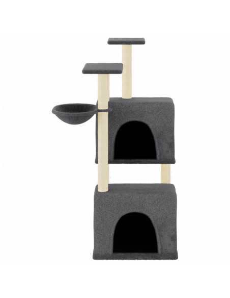 Albero per Gatti con Tiragraffi in Sisal Grigio Scuro 122 cm