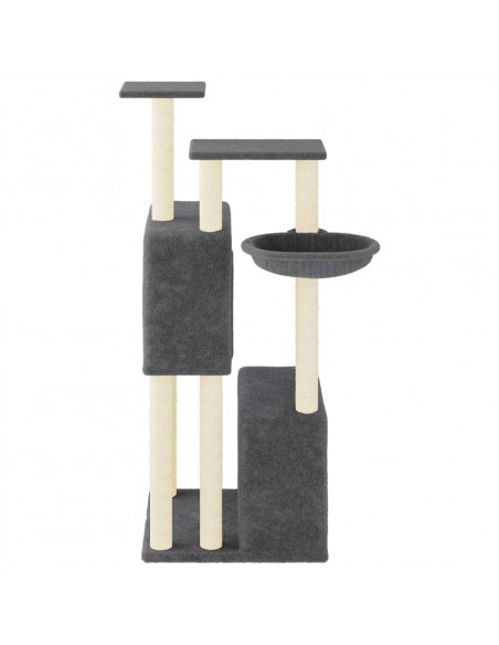 Albero per Gatti con Tiragraffi in Sisal Grigio Scuro 122 cm