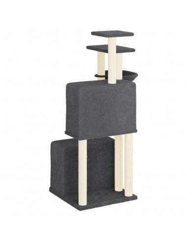 Albero per Gatti con Tiragraffi in Sisal Grigio Scuro 122 cm