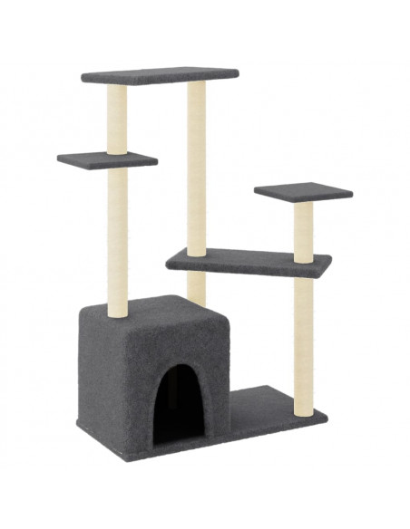 Albero per Gatti con Tiragraffi in Sisal Grigio Scuro 107,5 cm