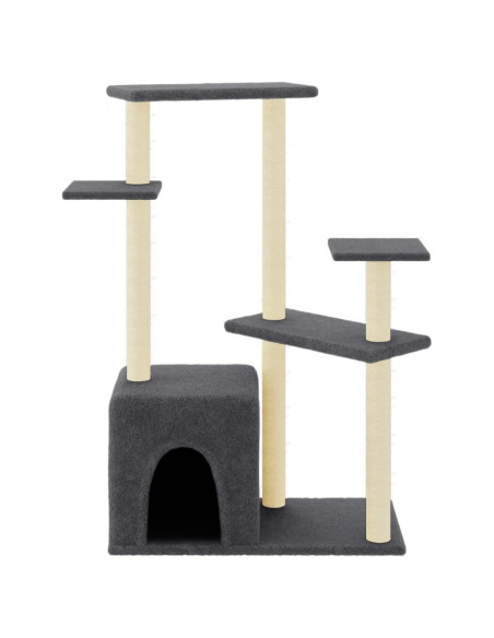 Albero per Gatti con Tiragraffi in Sisal Grigio Scuro 107,5 cm