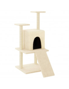 Albero per Gatti con Tiragraffi in Sisal Crema 110 cm 2