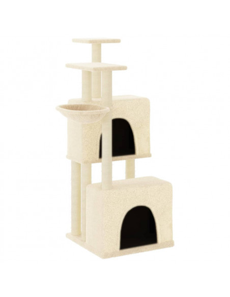 Albero per Gatti con Tiragraffi in Sisal Crema 122 cm