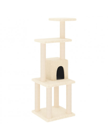 Albero per Gatti con Tiragraffi in Sisal Crema 105 cm