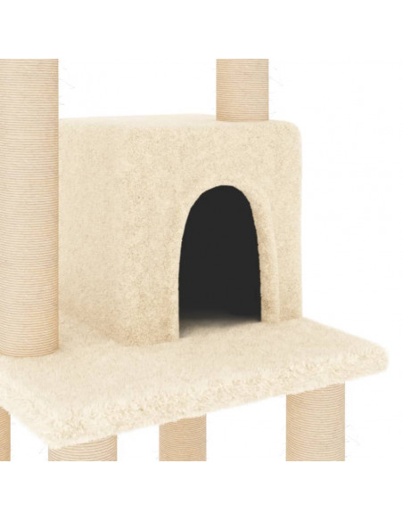 Albero per Gatti con Tiragraffi in Sisal Crema 105 cm