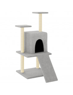 Albero per Gatti con Tiragraffi in Sisal Grigio Chiaro 110 cm 2