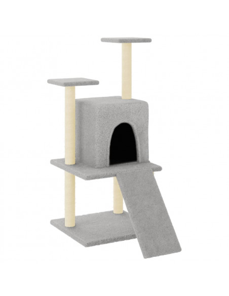Albero per Gatti con Tiragraffi in Sisal Grigio Chiaro 110 cm