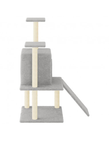 Albero per Gatti con Tiragraffi in Sisal Grigio Chiaro 110 cm