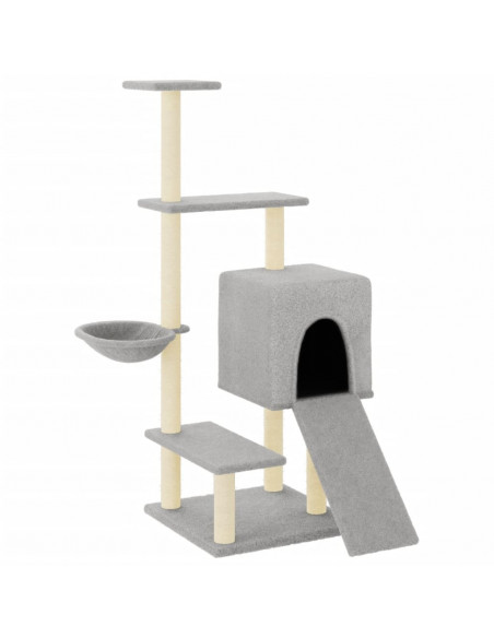 Albero per Gatti con Tiragraffi in Sisal Grigio Chiaro 130,5 cm