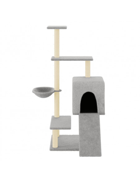 Albero per Gatti con Tiragraffi in Sisal Grigio Chiaro 130,5 cm
