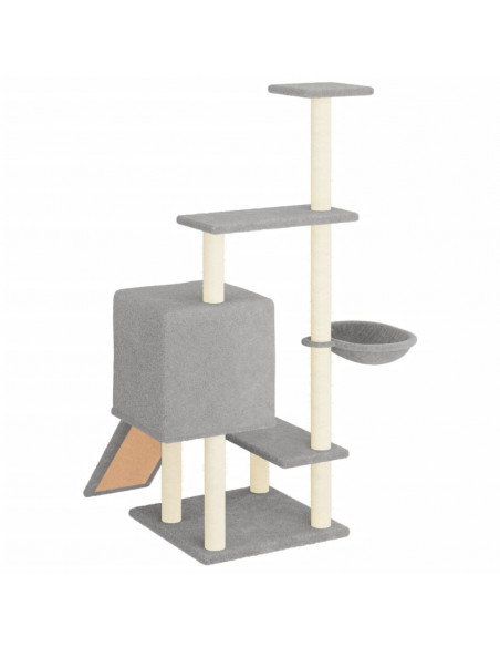 Albero per Gatti con Tiragraffi in Sisal Grigio Chiaro 130,5 cm