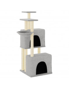 Albero per Gatti con Tiragraffi in Sisal Grigio Chiaro 122 cm 2