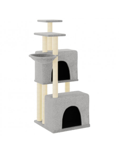 Albero per Gatti con Tiragraffi in Sisal Grigio Chiaro 122 cm