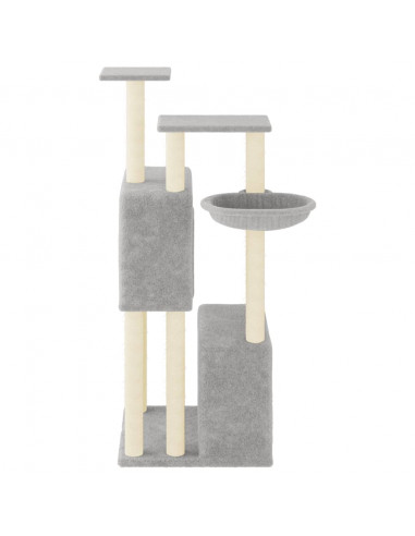 Albero per Gatti con Tiragraffi in Sisal Grigio Chiaro 122 cm