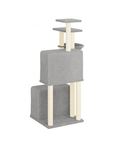 Albero per Gatti con Tiragraffi in Sisal Grigio Chiaro 122 cm