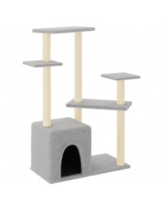 Albero per Gatti con Tiragraffi in Sisal Grigio Chiaro 107,5 cm 2