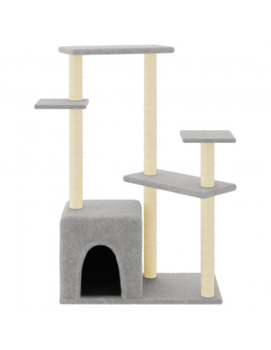 Albero per Gatti con Tiragraffi in Sisal Grigio Chiaro 107,5 cm