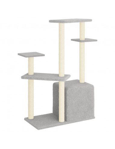 Albero per Gatti con Tiragraffi in Sisal Grigio Chiaro 107,5 cm