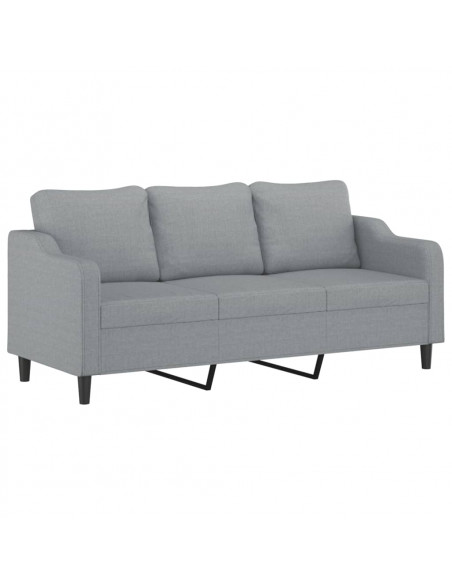 Set Divani 3 pz con Cuscini Grigio Chiaro in Tessuto