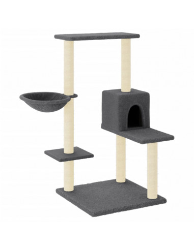 Albero per Gatti con Tiragraffi in Sisal Grigio Scuro 95 cm