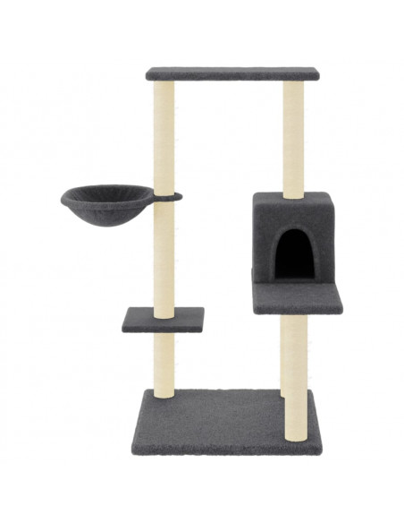 Albero per Gatti con Tiragraffi in Sisal Grigio Scuro 95 cm