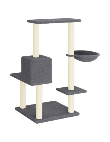 Albero per Gatti con Tiragraffi in Sisal Grigio Scuro 95 cm