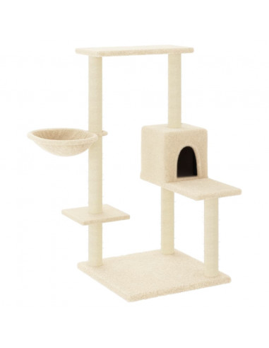 Albero per Gatti con Tiragraffi in Sisal Crema 95 cm