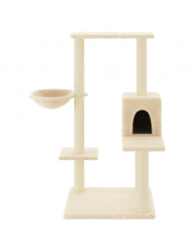 Albero per Gatti con Tiragraffi in Sisal Crema 95 cm