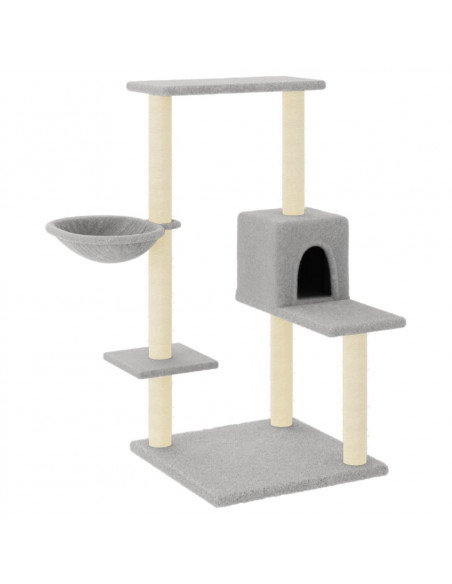 Albero per Gatti con Tiragraffi in Sisal Grigio Chiaro 95 cm
