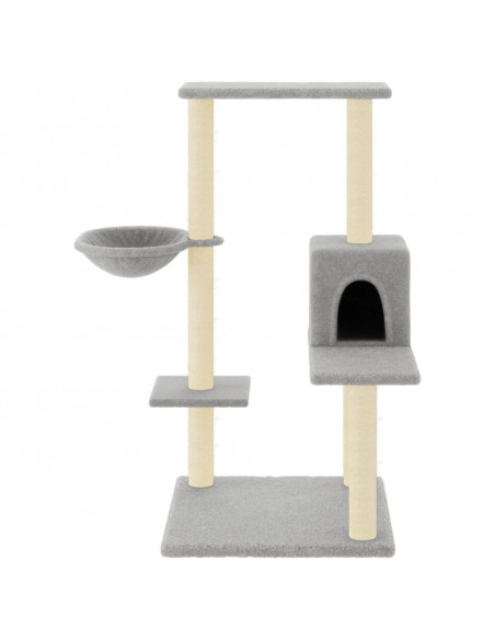 Albero per Gatti con Tiragraffi in Sisal Grigio Chiaro 95 cm