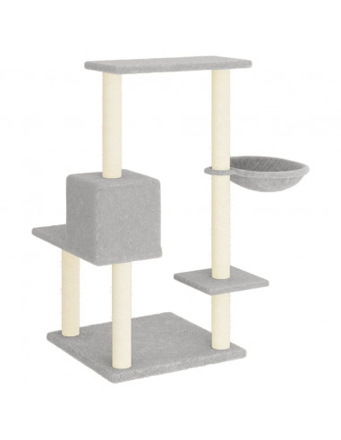Albero per Gatti con Tiragraffi in Sisal Grigio Chiaro 95 cm