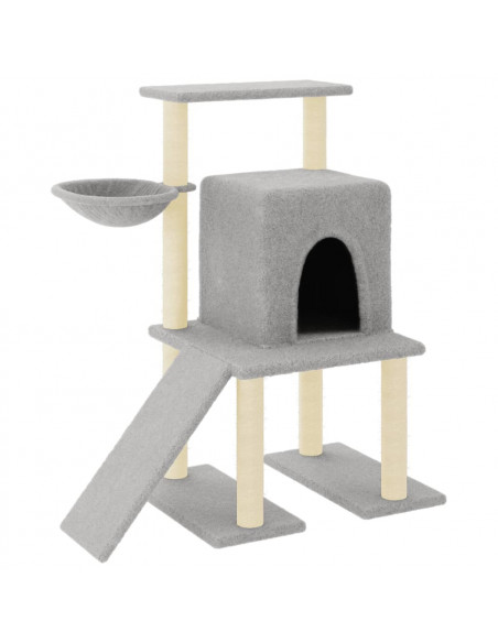 Albero per Gatti con Tiragraffi in Sisal Grigio Chiaro 96,5 cm