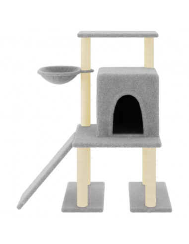 Albero per Gatti con Tiragraffi in Sisal Grigio Chiaro 96,5 cm