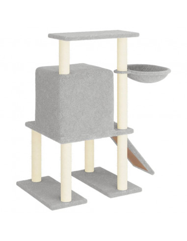 Albero per Gatti con Tiragraffi in Sisal Grigio Chiaro 96,5 cm