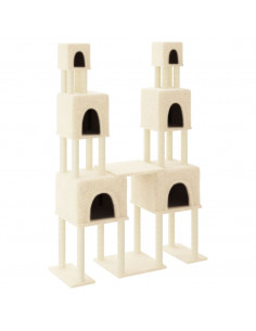Albero per Gatti con Tiragraffi in Sisal Crema 199 cm 2