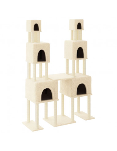 Albero per Gatti con Tiragraffi in Sisal Crema 199 cm