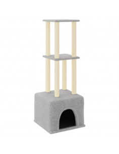 Albero per Gatti con Tiragraffi in Sisal Grigio Chiaro 133,5 cm 2