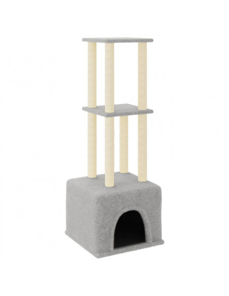Albero per Gatti con Tiragraffi in Sisal Grigio Chiaro 133,5 cm