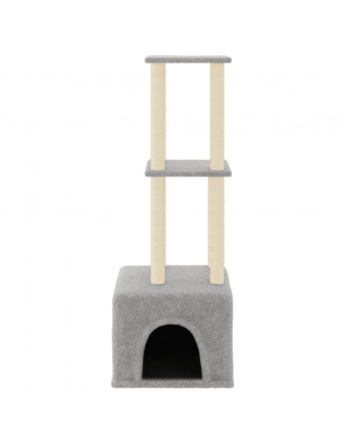 Albero per Gatti con Tiragraffi in Sisal Grigio Chiaro 133,5 cm