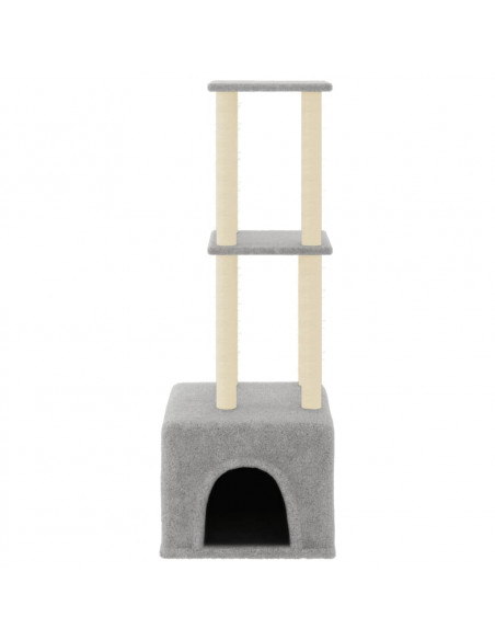 Albero per Gatti con Tiragraffi in Sisal Grigio Chiaro 133,5 cm