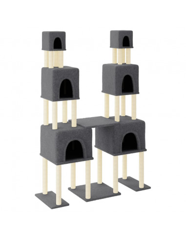 Albero per Gatti con Tiragraffi in Sisal Grigio Scuro 199 cm