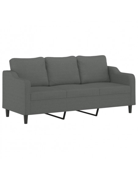 Set di Divani 4 pz con Cuscini Grigio Scuro in Tessuto