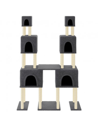 Albero per Gatti con Tiragraffi in Sisal Grigio Scuro 199 cm